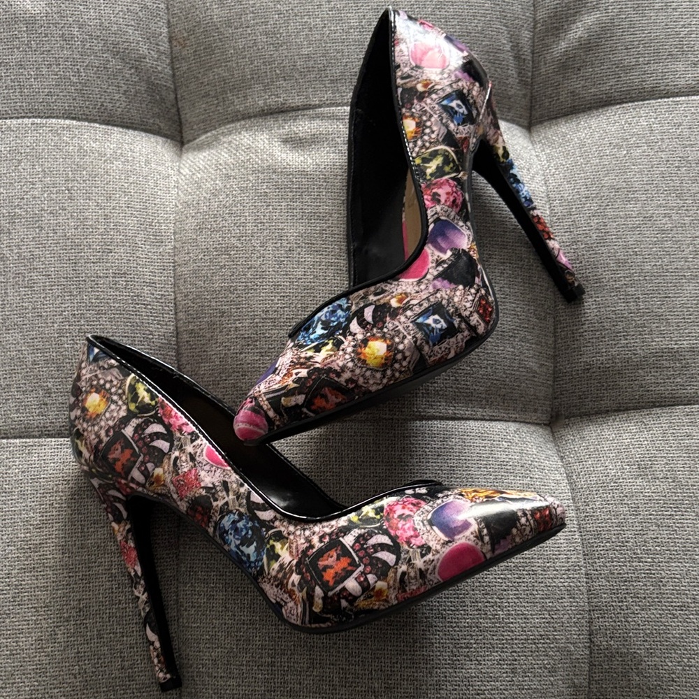 JustFab Colorful Gem Print Heels - Picture 3 of 3